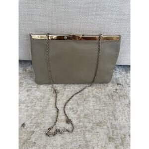 Vintage 1970s Etra Leather Clutch Chain Strap Shoulder Bag Tan Genuine Leather‎